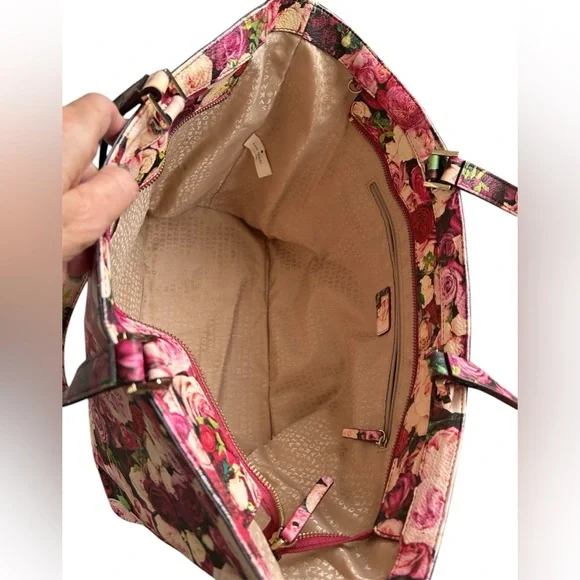 Kate Spade New York Grant Street Grainy Vinyl Juno Tote Bag Roses Floral Large - Picture 8 of 15